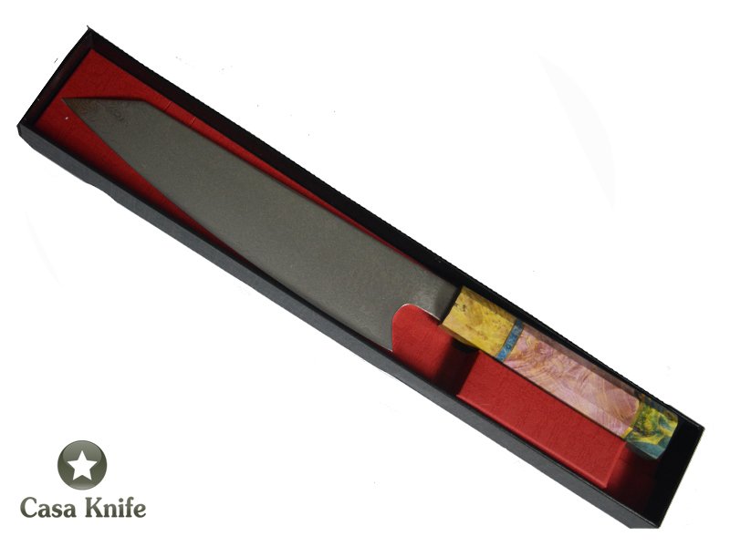 Magnifica faca Santoku para colecionador forjada em aço damasco VG10, com 67 camadas, 35 cm