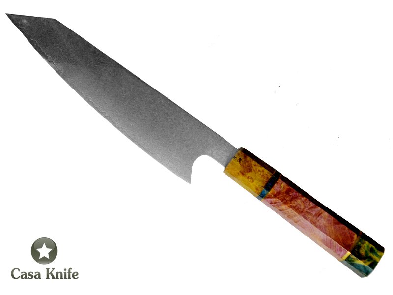 Magnifica faca Santoku para colecionador forjada em aço damasco VG10, com 67 camadas, 35 cm