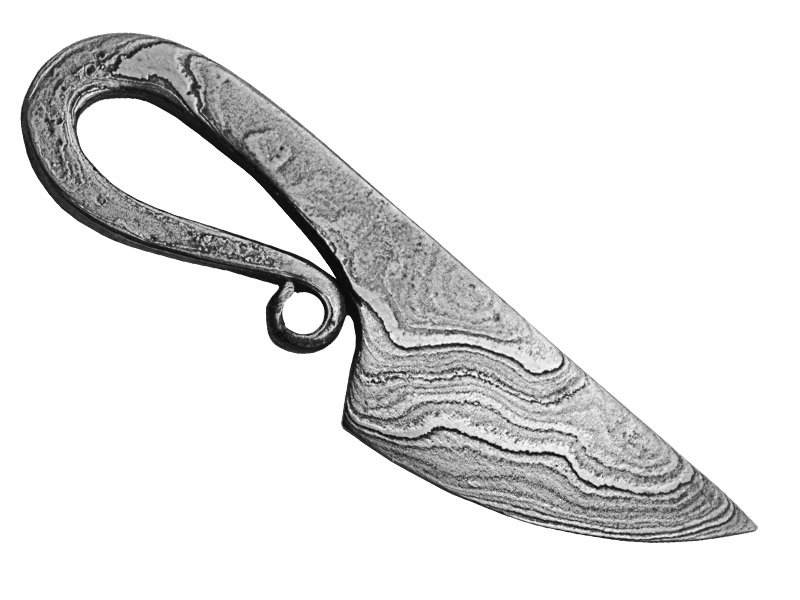 Mini faca de bolso para colecionador forjado em aço damasco. 5cm