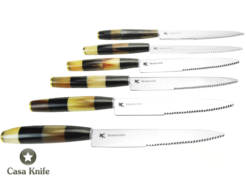 Monte Cristo Conjunto de garfos e facas em aço cirurgico 316 para colecionador. Empunhadura em Osso de Boi e Búfalo.