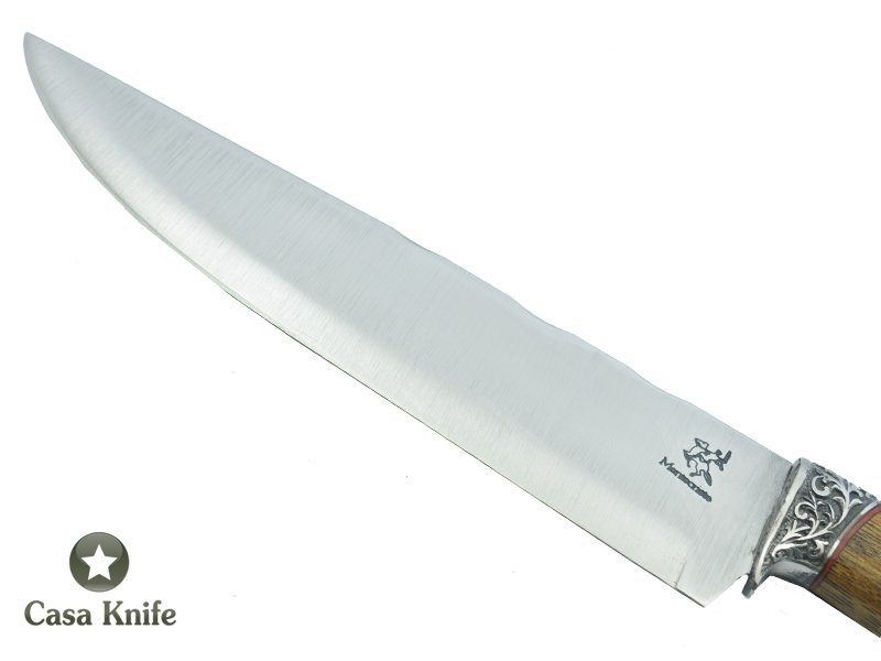 Monte Cristo faca para churrasco para colecionador forjado em aço inox 304. Empunhadura em Cerejeira, 34 cm