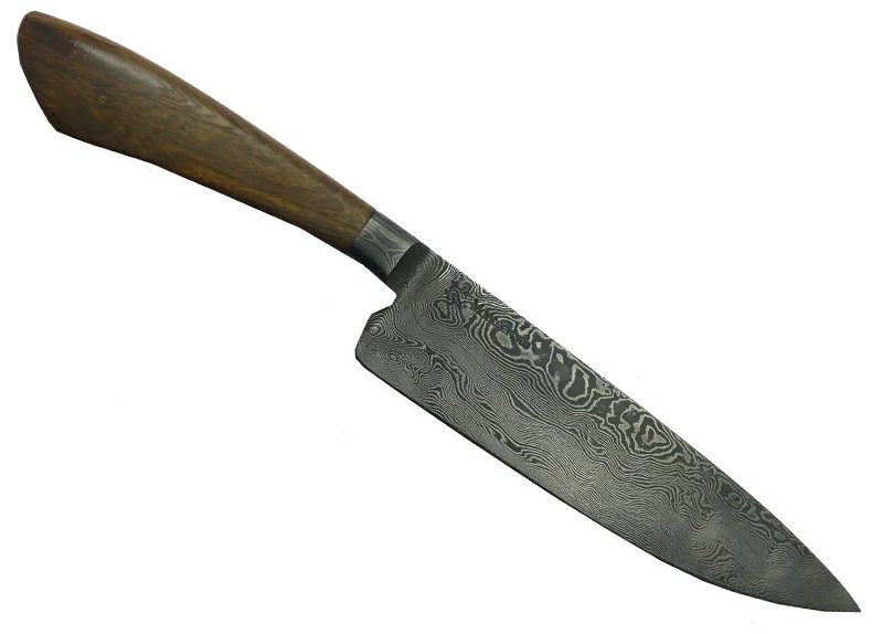 Monte Cristo faca para colecionador forjado em aço damasco. Empunhadura em Jacaranda Bahia, 28 cm