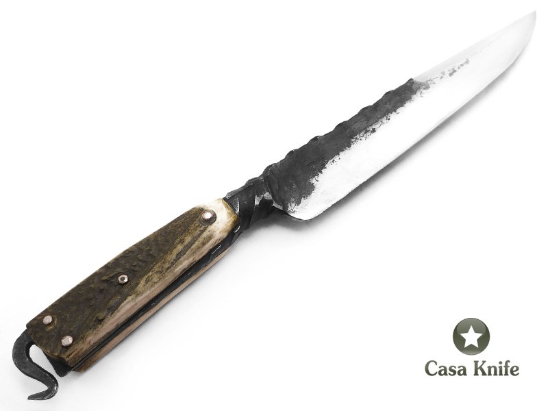Montecristo faca Brute Forge para colecionador em aço carbono com empunhadura em chifre de cervo 34 cm