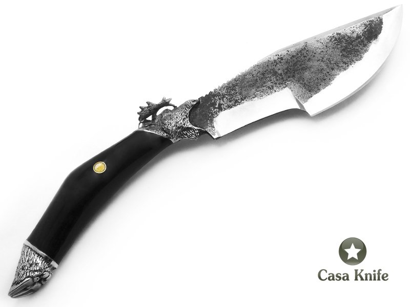 Montecristo faca bushcraft para colecionador em aço C-75 com empunhadura em chifre de búfalo 32 cm