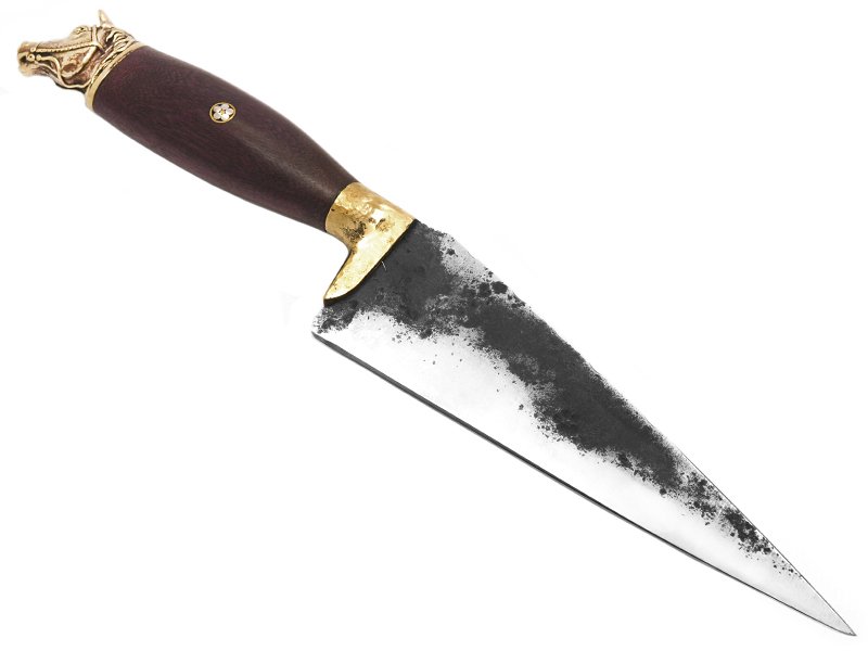 Montecristo faca para colecionador forjada em aço 1070 com empunhadura em roxinho do Pará 32 cm