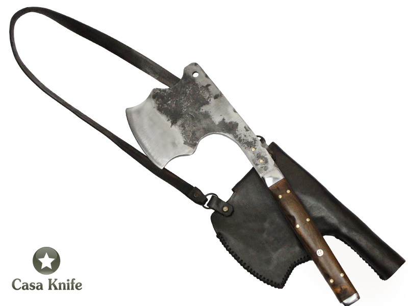 Montecristo machado para colecionador em aço 5160, com empunhadura em Madeira de Guajuvira, 45 cm