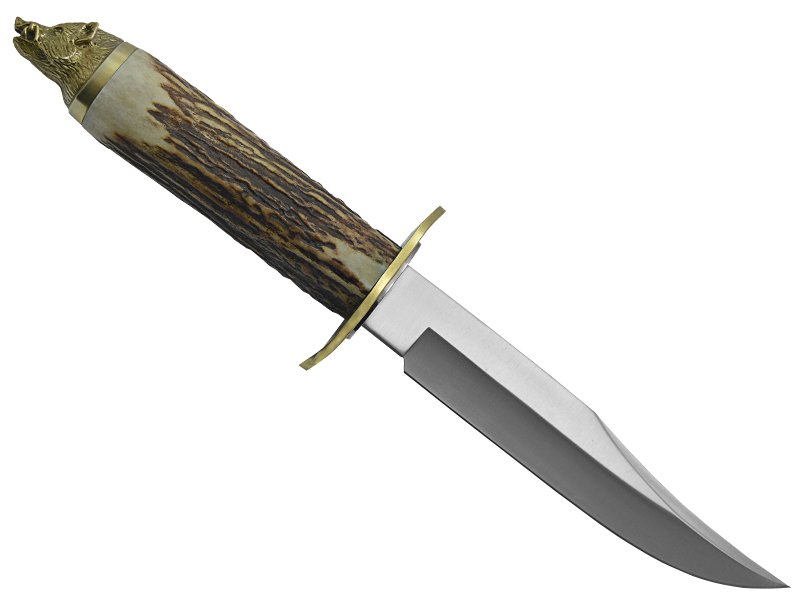 Muela faca para colecionador em aço Molibdênio Vanádio com empunhadura em chifre de cervo europeu 29 cm