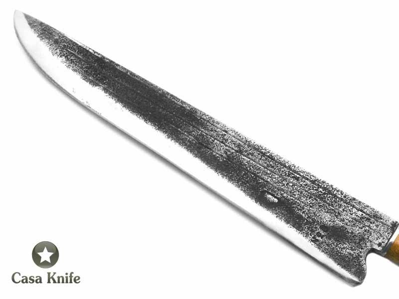 Touro faca para colecionador em aço carbono com empunhadura em osso e madeira 36 cm