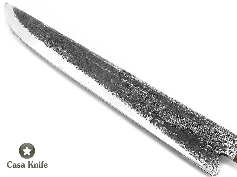 Touro faca para colecionador em aço carbono com empunhadura em osso e madeira 38 cm