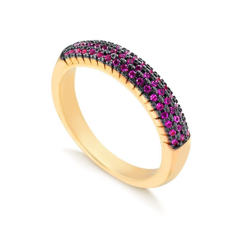 ANEL OURO ZIRCONIA PINK