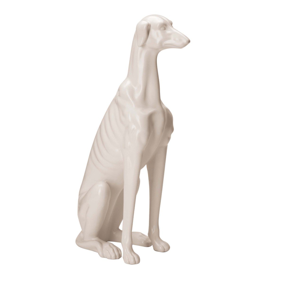 Escultura Cachorro Em Cerâmica Branco 36x19x12cm