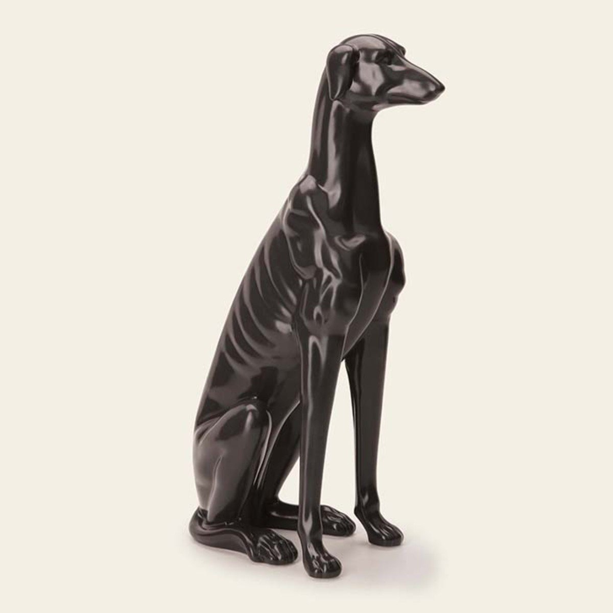 Escultura Cachorro Em Cerâmica Preto 36x19x12cm