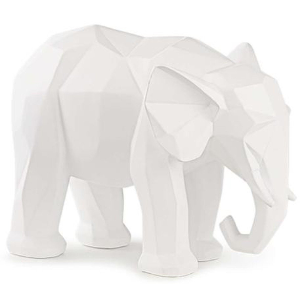 Escultura Elefante em Poliresina Branco 25cm