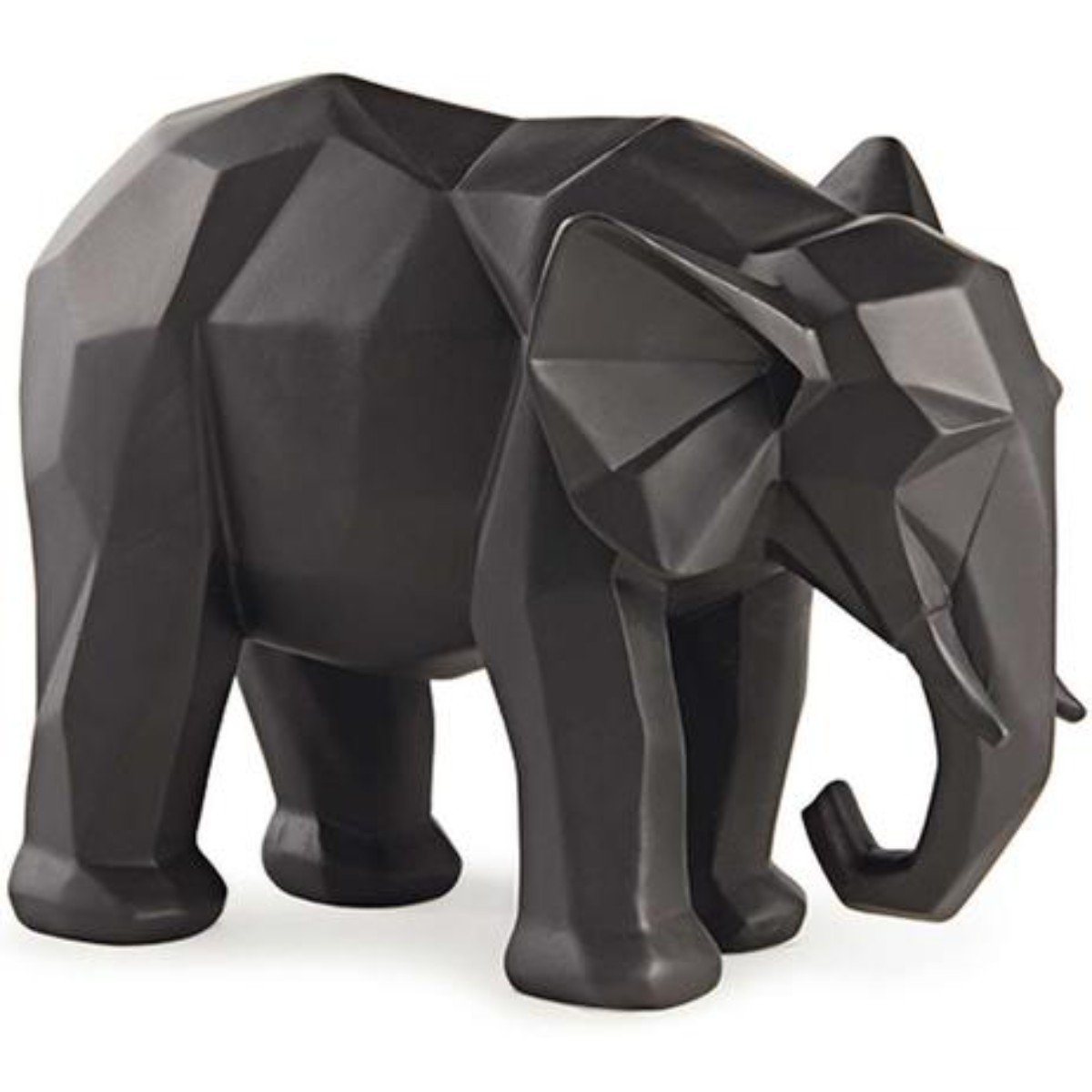 Escultura Elefante em Poliresina preto 20cm