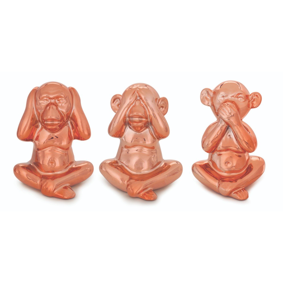 Kit Três Macacos Sábios Em Cerâmica Mart