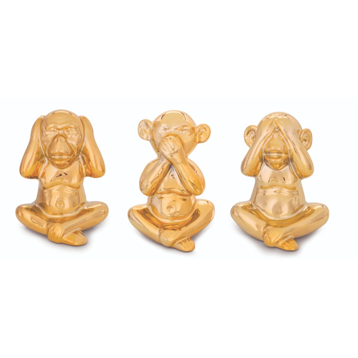 Kit Três Macacos Sábios Em Cerâmica Mart