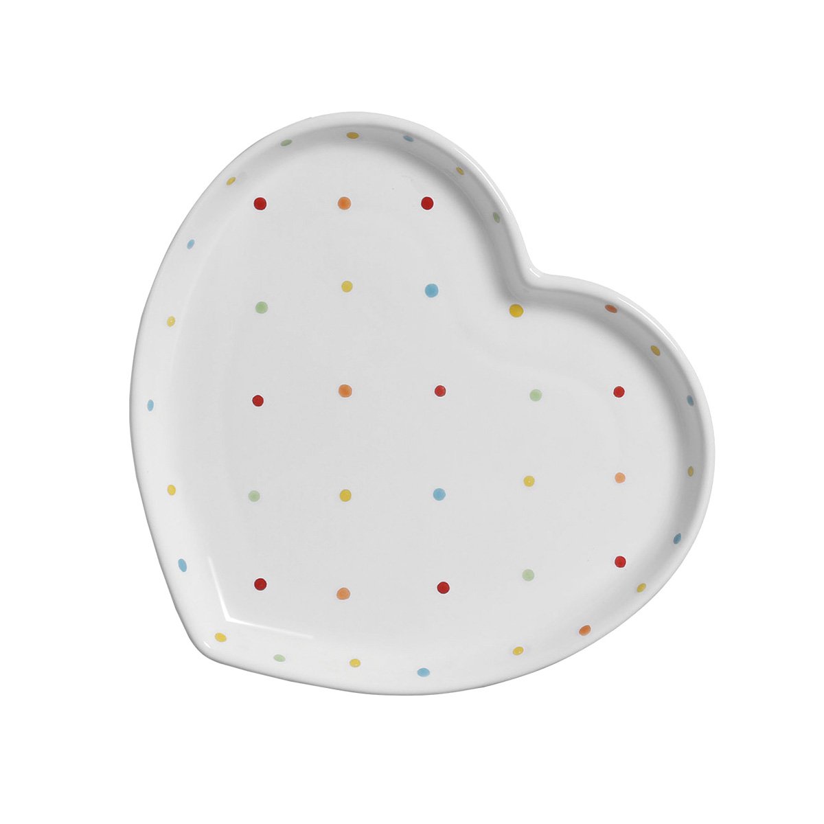 Prato Decorativo Coração Branco/Colorido pequeno 2 x 12 x 12,5 cm