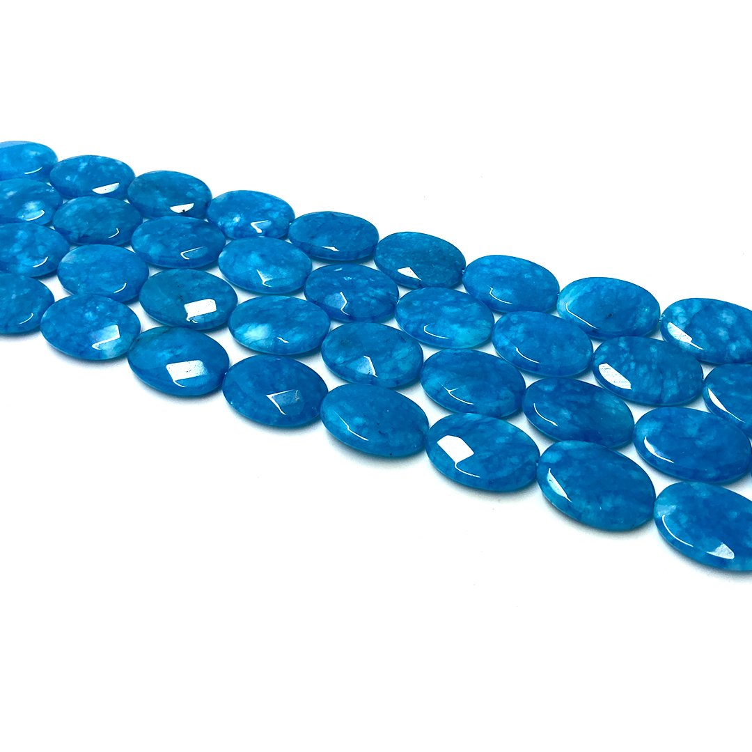 Jade Azul Oval Facetado 18x25mm