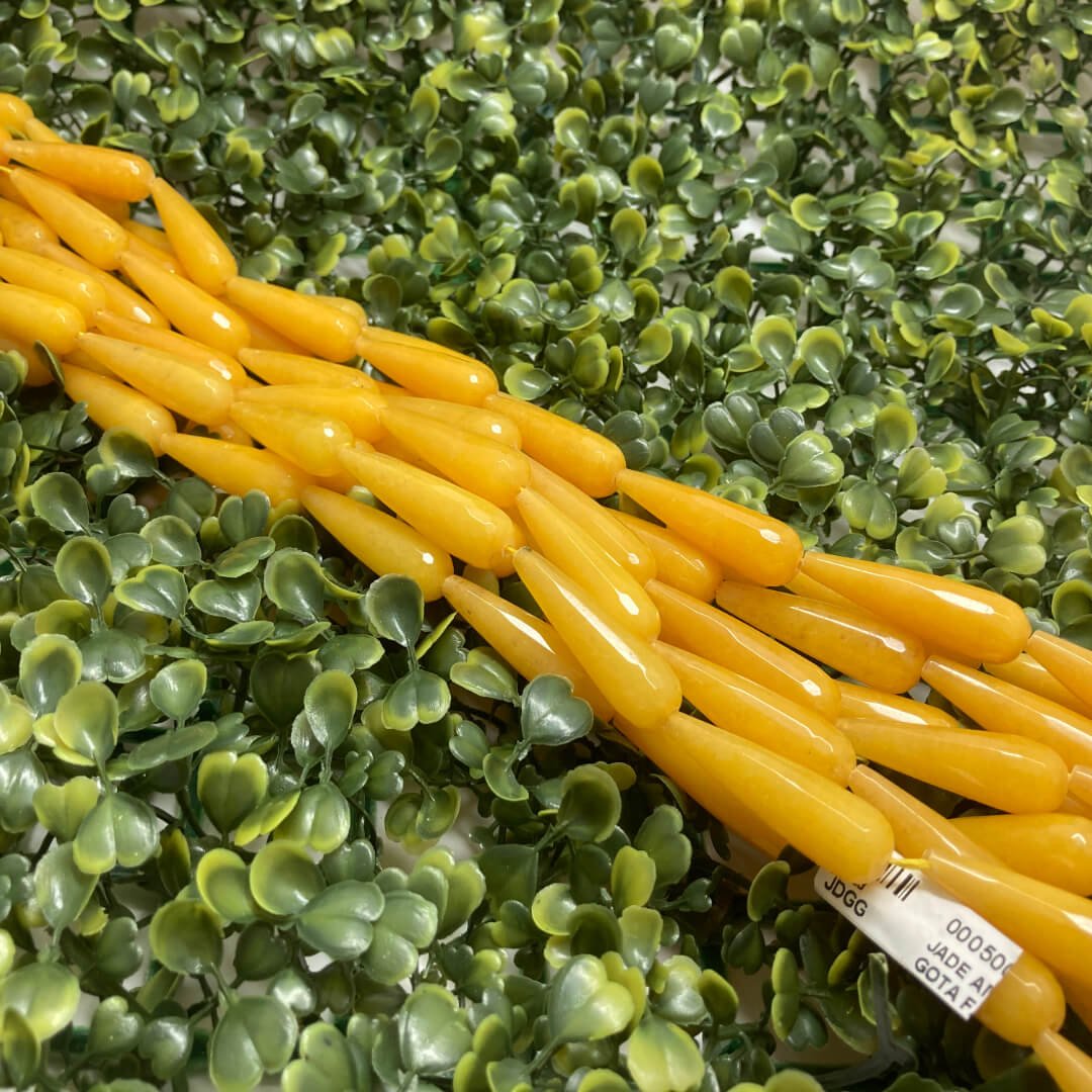 Jade Amarelo Gota Facetado 10x35mm