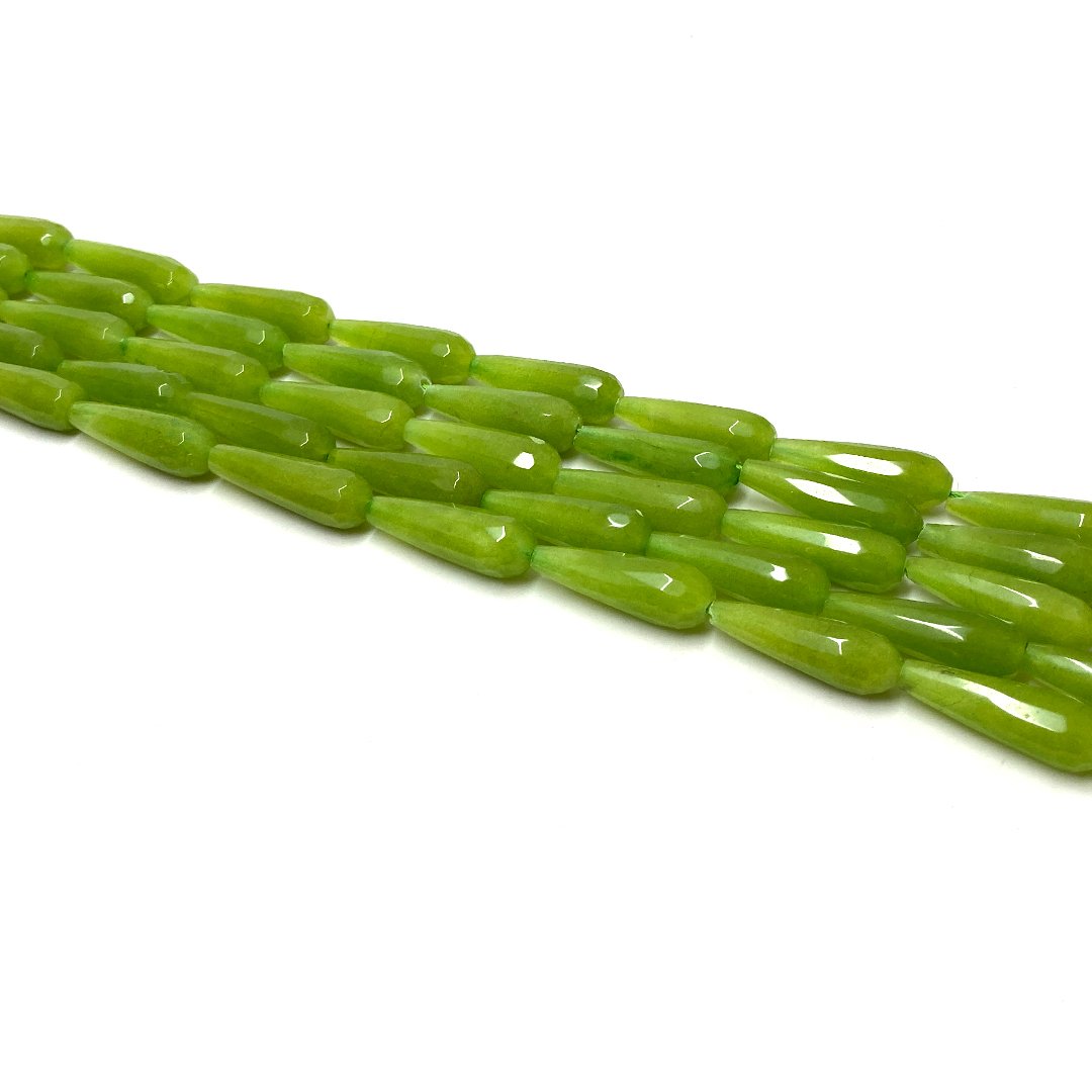 Jade Verde Peridoto Gota Facetado 10x30mm