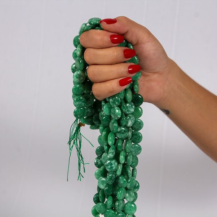 Jade Moeda Verde Mesclada Lisa 15mm