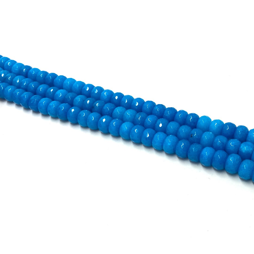 Jade Azul Celeste Rondel Facetado 8x12mm