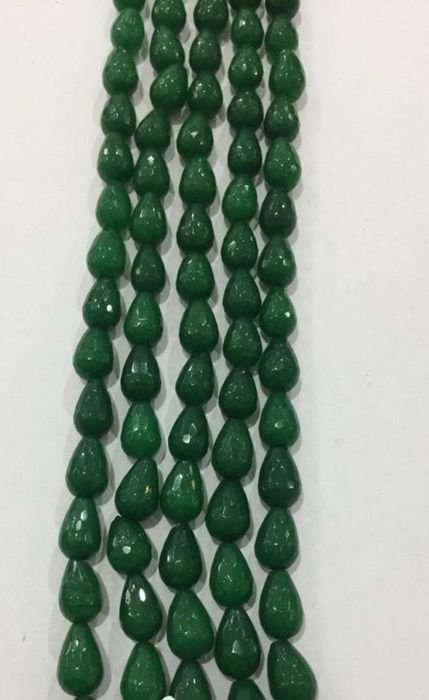 Jade Verde Esmeralda Gota Facetado 8x12mm