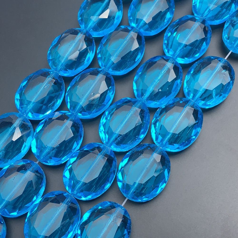 Cristal Oval Facetado Azul Celeste 16x20mm