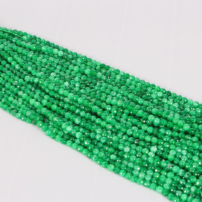 Jade Verde Mesclado Bola Facetado 6mm