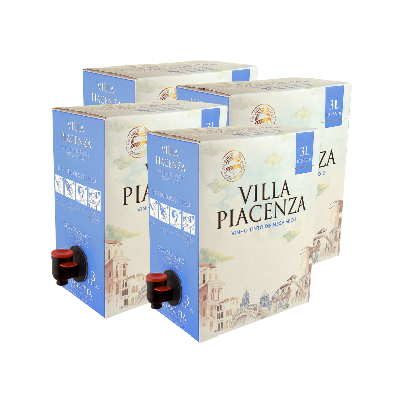 Bag in box Vinho de Mesa Tinto Seco Villa Piacenza 3L - Cx c/ 4 unidades