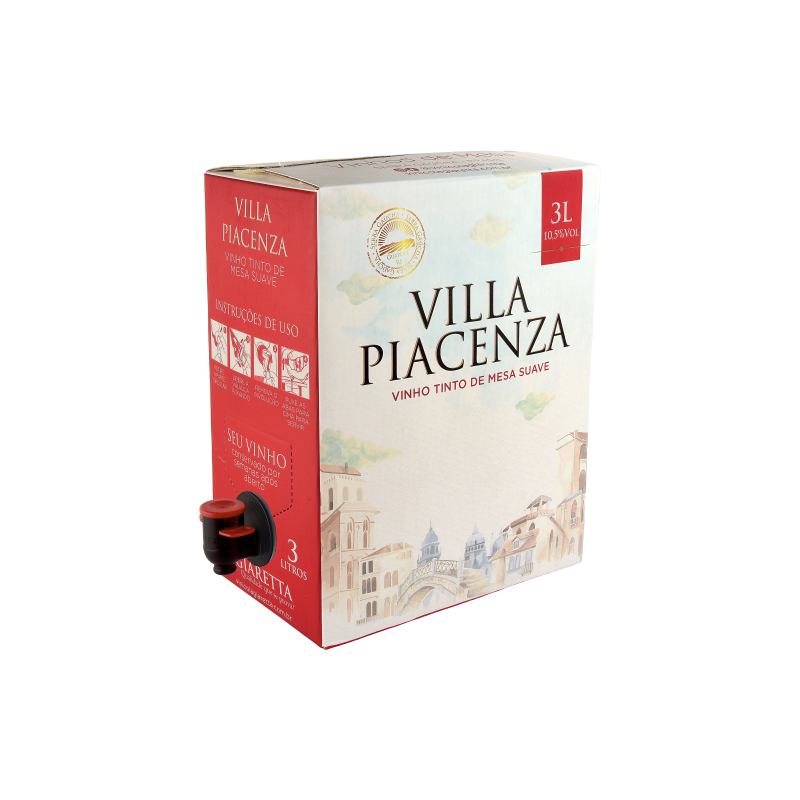 Bag in box Vinho de Mesa Tinto Suave Villa Piacenza 3L