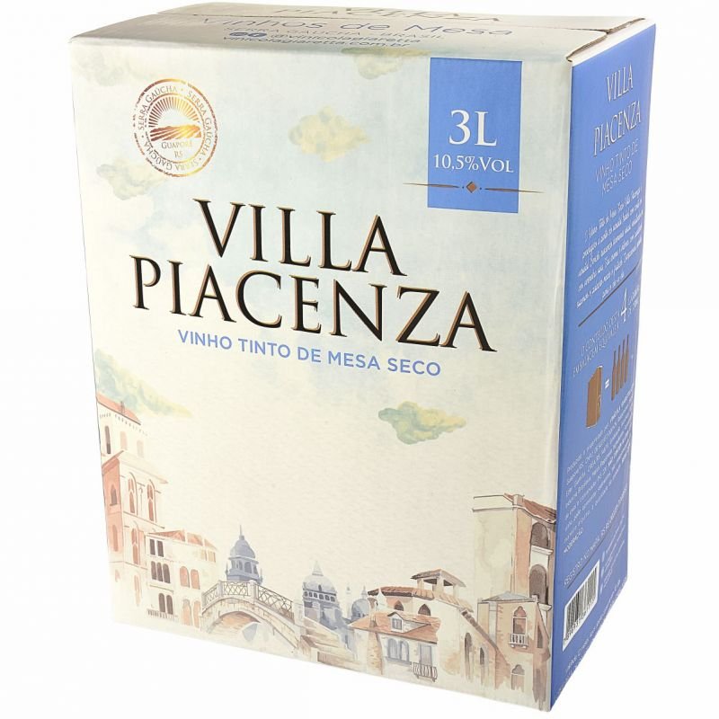 Bag in box Vinho de Mesa Tinto Seco 3L Villa Piacenza