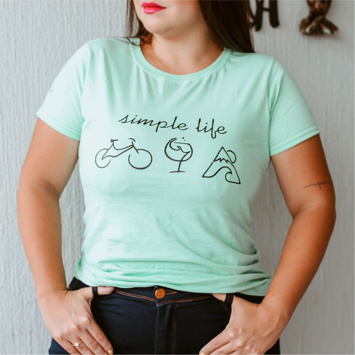 Camiseta Simple Life - By Enoteca da Maika Verde