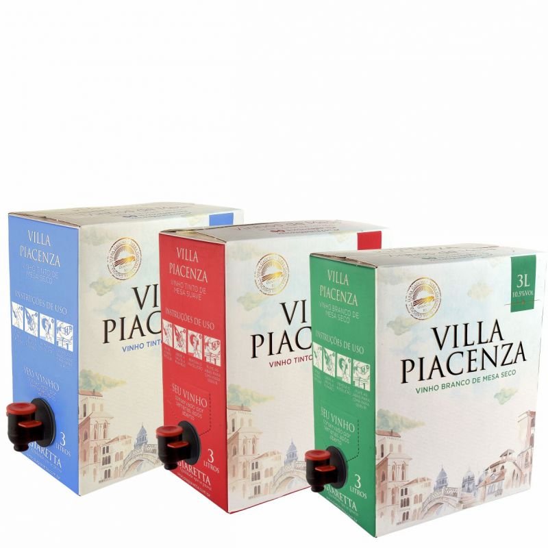 Combo Bag in box Vinhos de Mesa 3L Villa Piacenza - Cx c/ 3 unidades