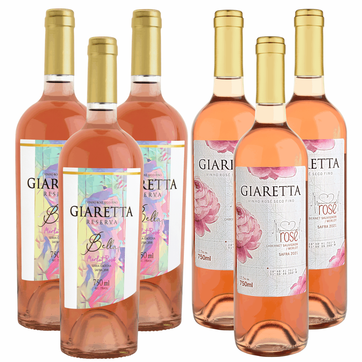 Combo Vinhos Rosé Giaretta - Cx c/ 6 garrafas 750ml