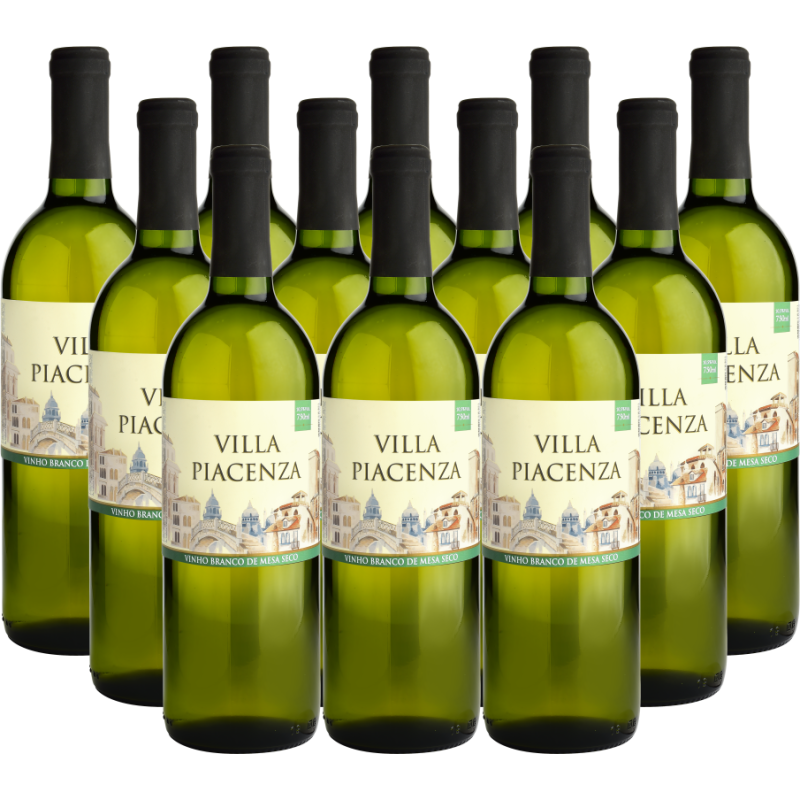 Vinho Branco de Mesa Seco Villa Piacenza 750ml - Cx c/ 12 unidades