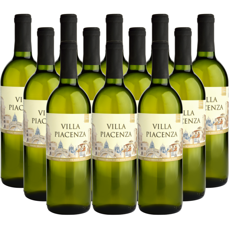 Vinho Branco de Mesa Suave Villa Piacenza 750ml - Cx c/ 12 unidades