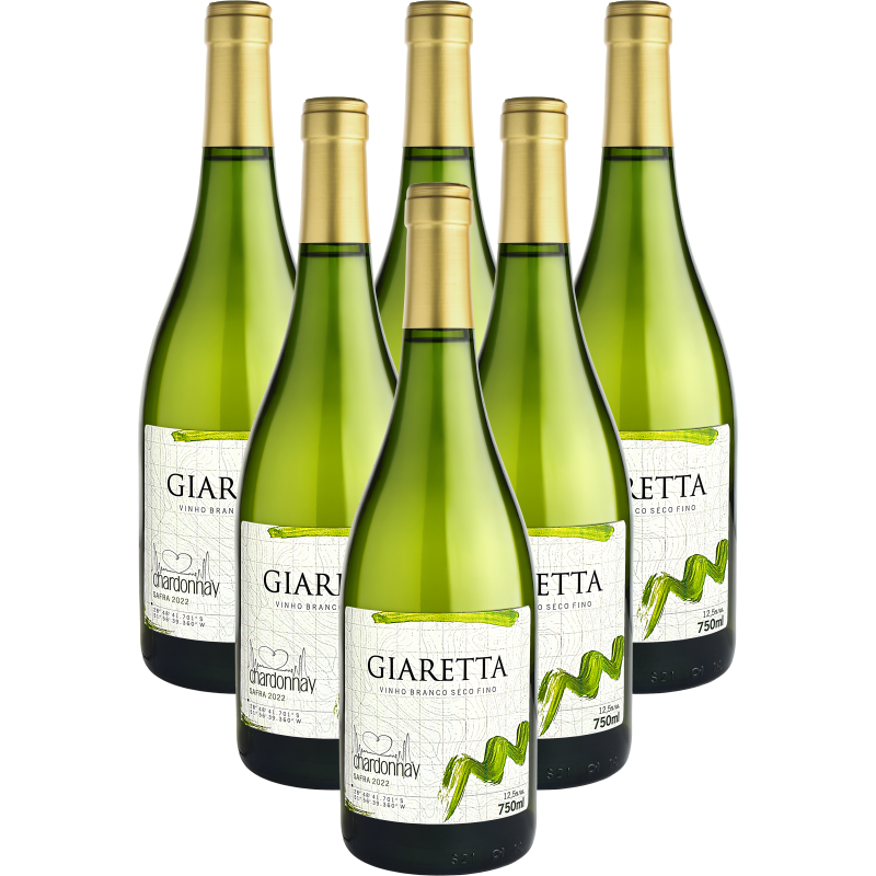 Vinho Branco Seco Fino Chardonnay 750ml Giaretta - Cx c/ 6 unidades