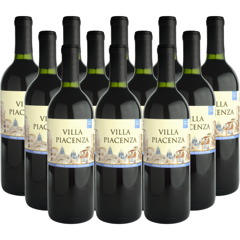 Vinho Tinto de Mesa Seco Villa Piacenza 750ml - Cx c/ 12 unidades
