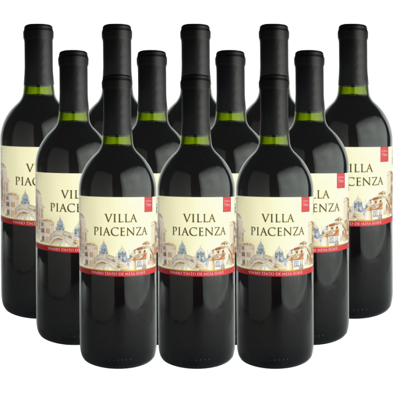 Vinho Tinto de Mesa Suave Villa Piacenza 750ml - Cx c/ 12 unidades