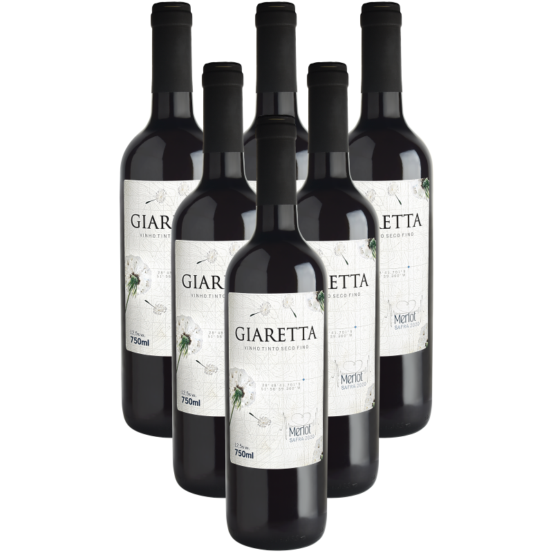 Vinho Tinto Seco Fino Merlot 750ml Giaretta - Cx c/ 6 unidades