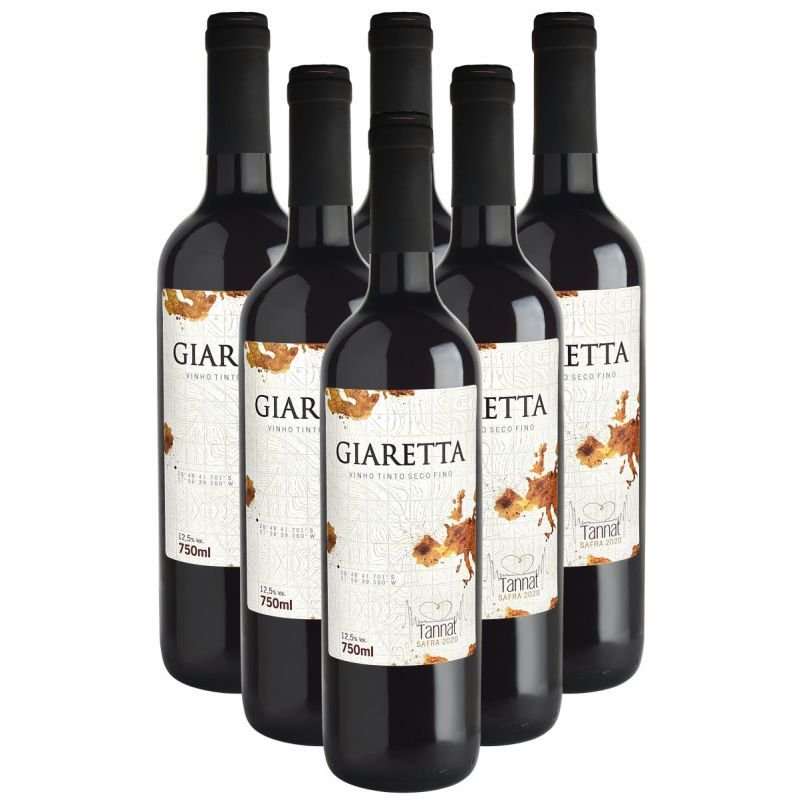 Vinho Tinto Seco Fino Tannat 750ml Giaretta - Cx c/ 6 unidades