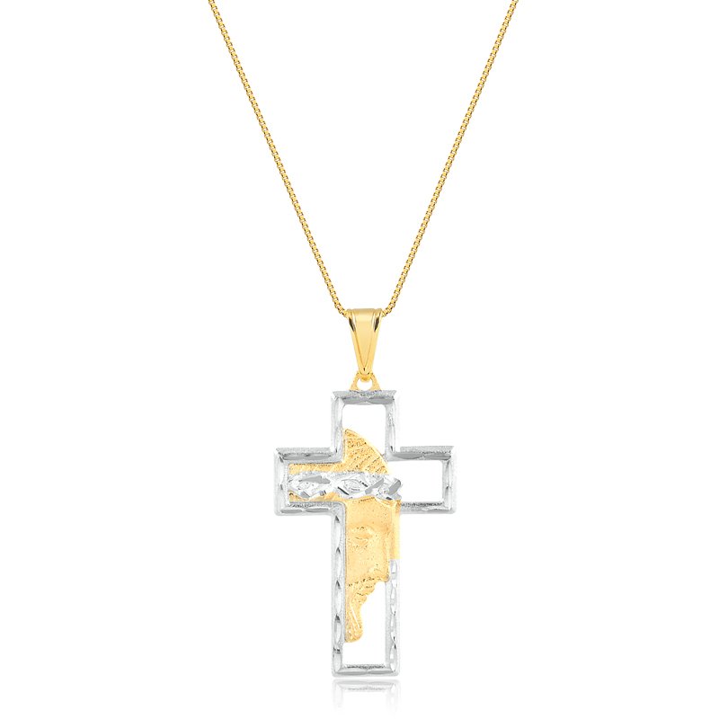 Gargantilha Crucifixo Diamantado Folheado a Ouro 18K