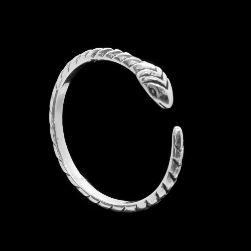 Anel de prata envelhecido de cobra