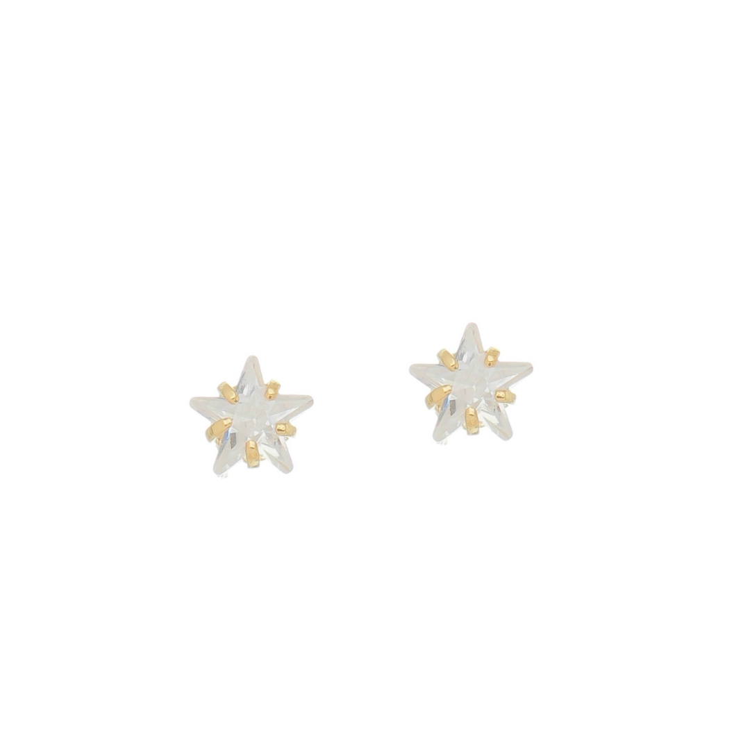 Brinco Estrela de Cristal Média Folheado a Ouro 18K