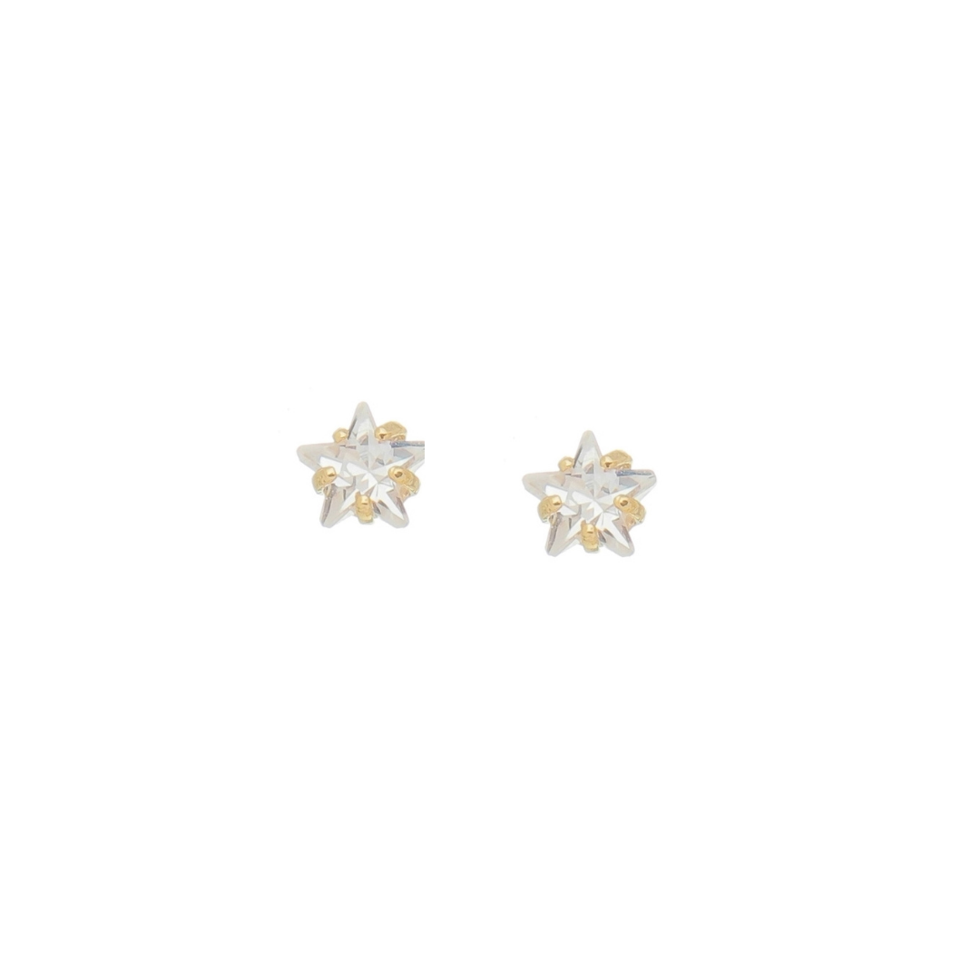 Brinco Estrela de Cristal Folheado a Ouro 18K