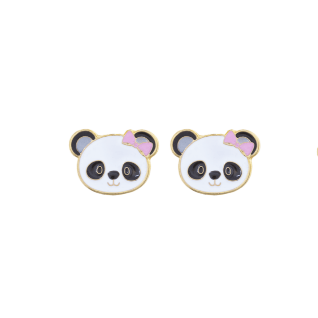 Brinco Infantil Panda Folheado a Ouro 18K