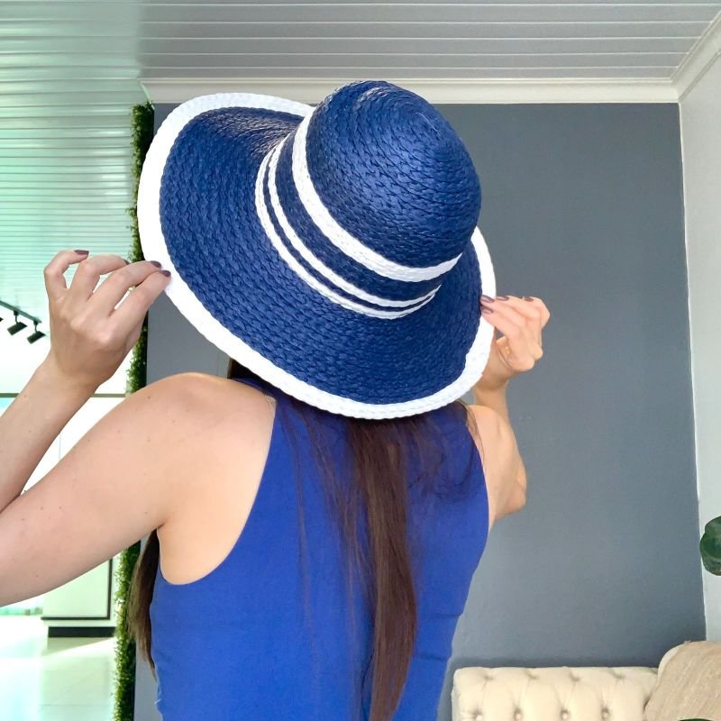 Chapéu de Palha Azul Marinho - Moda Praia