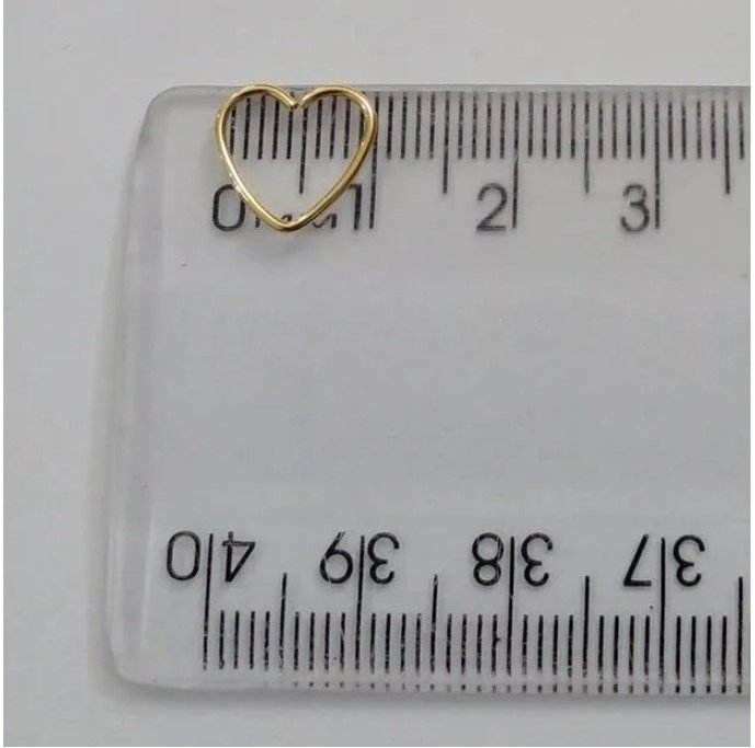 Piercing de furo, aço cirúrgico, coração, 10 mm, (2 versão), dourado - X481