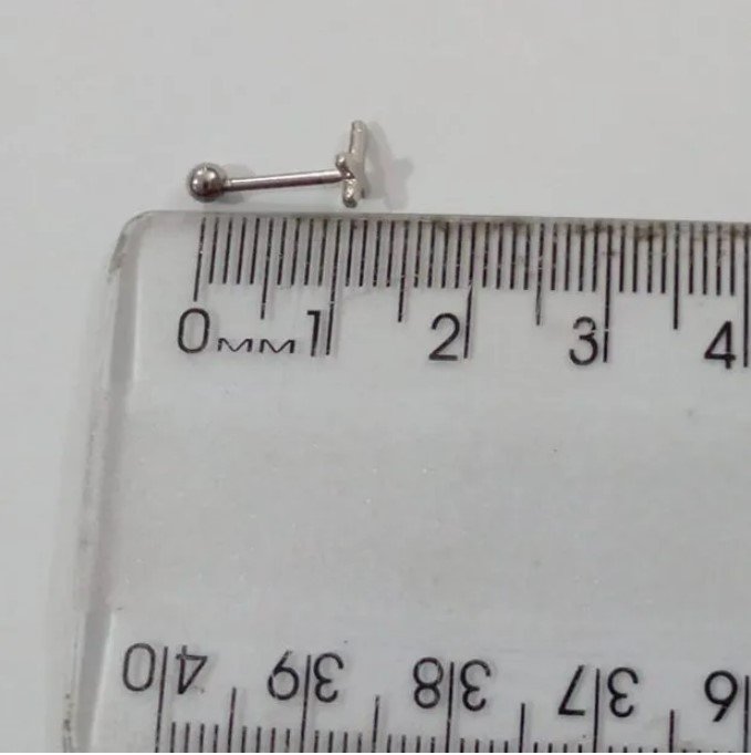 Piercing de furo, aço cirúrgico, pino, cruz (2 versão), prateado - REF X499